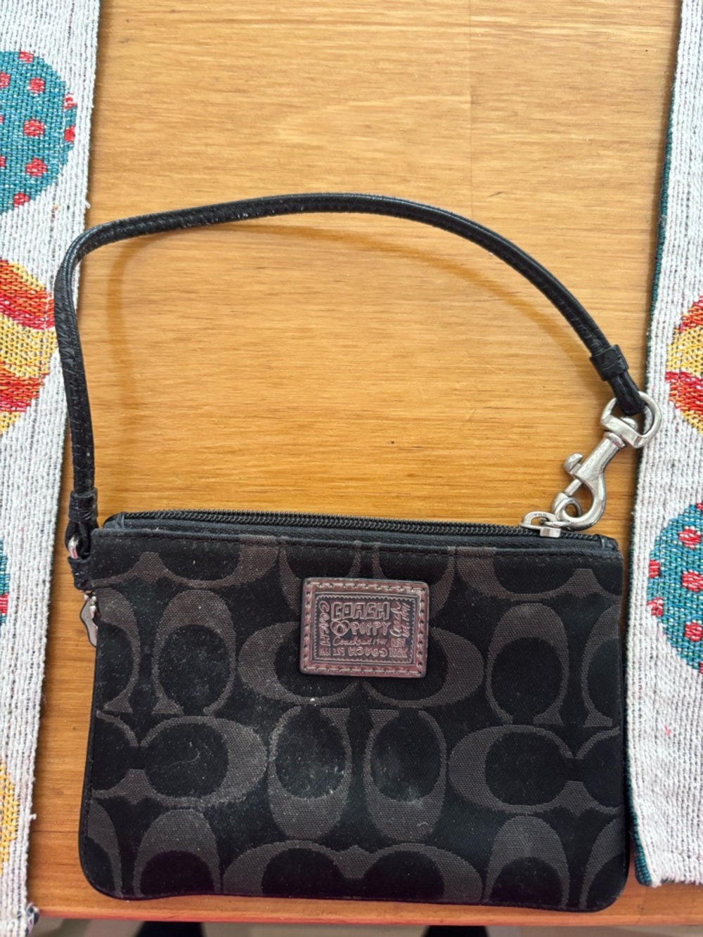Coach Black Signature Wristlet